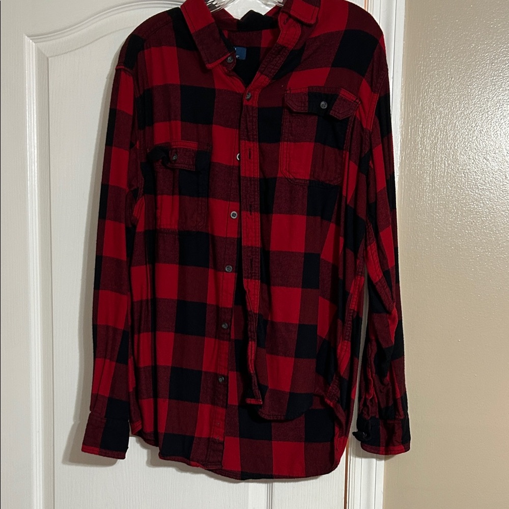 George Red and Black Checkered Men's Shirt Jacket